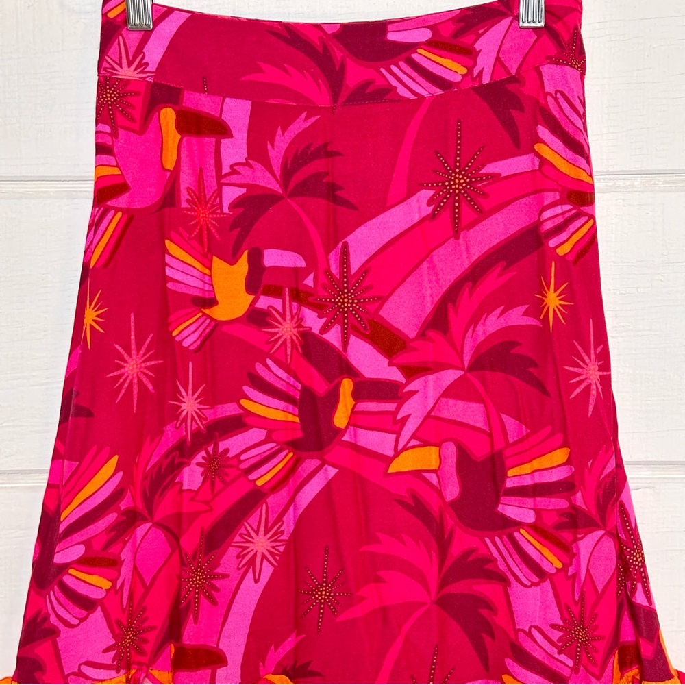 Farm Rio NWT Shirred Tiered Maxi Skirt Pink Combo Sz XS Anthropologie Garden - Picture 4 of 14